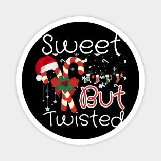 Sweet But Twisted Candy Cane Christmas Design Magnet